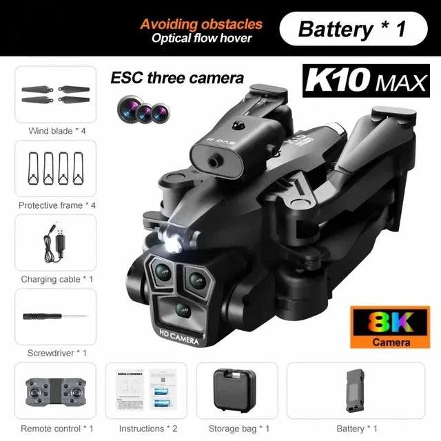 MIJIA K10Max Drone 8K Professinal Three Camera Wide Angle Optical Flow Localization Obstacle Avoidance RC Quadcopter