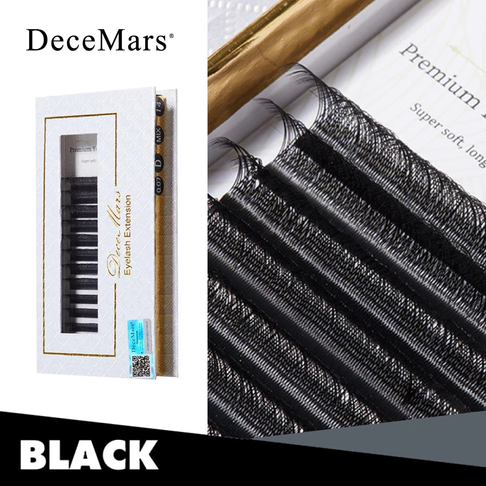 DeceMars YY Shape Black Brown Eyelashes Extensions Two Tip Lashes C/D Curl High Quality Idividual