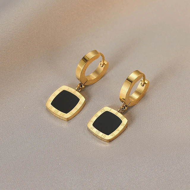 Roman Digital Round Pendant Earrings Korean Fashion Jewelry For Women's 2024