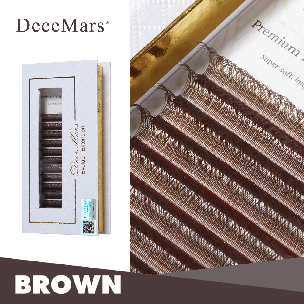 DeceMars YY Shape Black Brown Eyelashes Extensions Two Tip Lashes C/D Curl High Quality Idividual