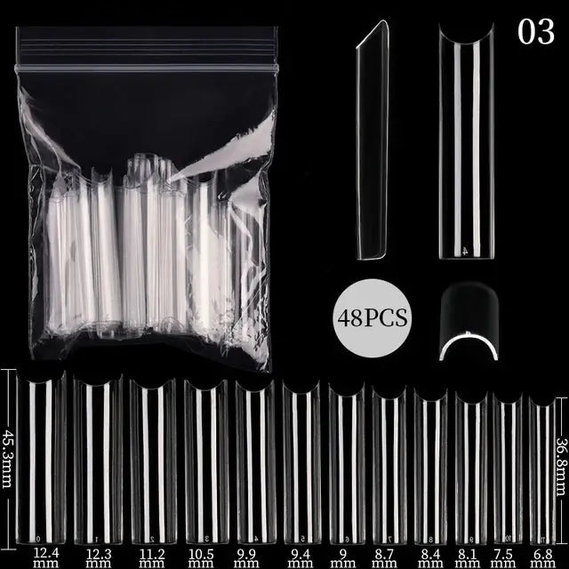 Press on Nails Coffin Soft Gel Tips Full Cover Fake Acrylic UV Gel Nails Extension System Oval Almond Sculpted False Nail Tips - MaJuah