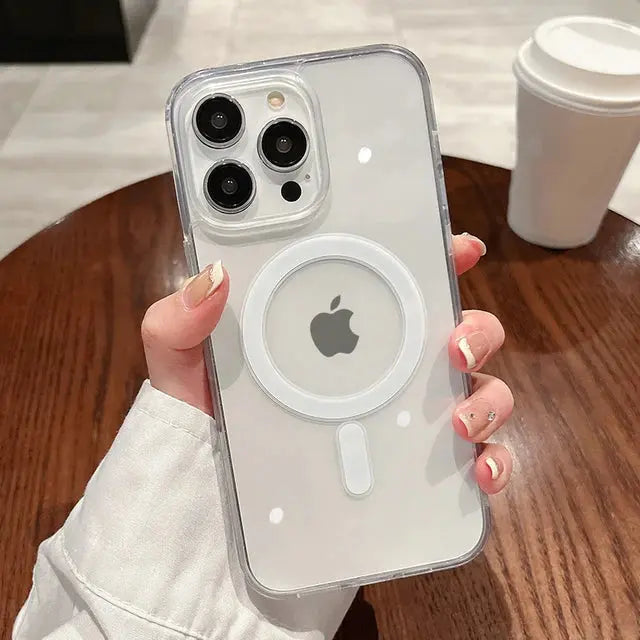 Magesafe Magnetic Transparent Wireless Charging Case for iPhone 11, 12, 13, 14, 15, Pro Max, Plus, Mini, X, 7, 8, and SE - Shockproof PC Cover - MaJuah