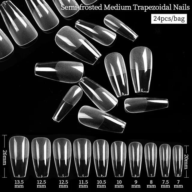 Press on Nails Coffin Soft Gel Tips Full Cover Fake Acrylic UV Gel Nails Extension System Oval Almond Sculpted False Nail Tips