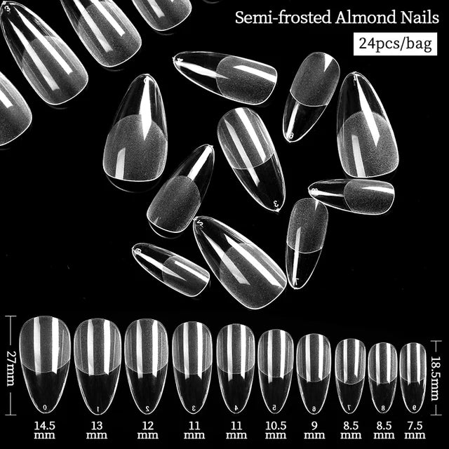 Press on Nails Coffin Soft Gel Tips Full Cover Fake Acrylic UV Gel Nails Extension System Oval Almond Sculpted False Nail Tips