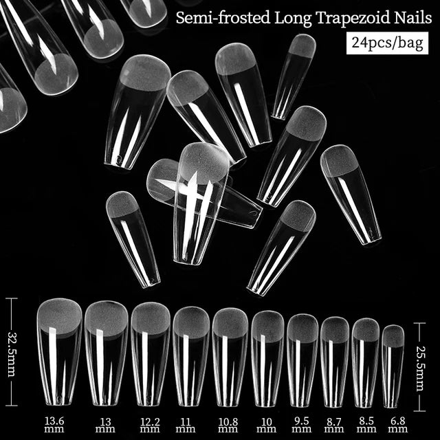 Press on Nails Coffin Soft Gel Tips Full Cover Fake Acrylic UV Gel Nails Extension System Oval Almond Sculpted False Nail Tips