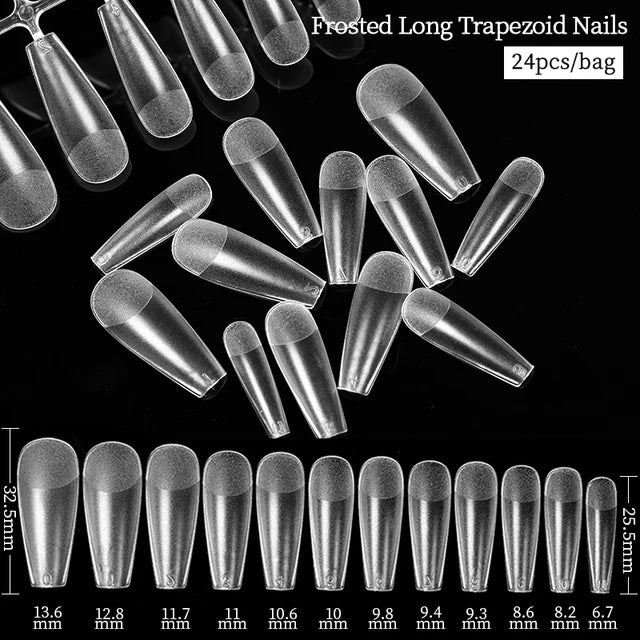 Press on Nails Coffin Soft Gel Tips Full Cover Fake Acrylic UV Gel Nails Extension System Oval Almond Sculpted False Nail Tips