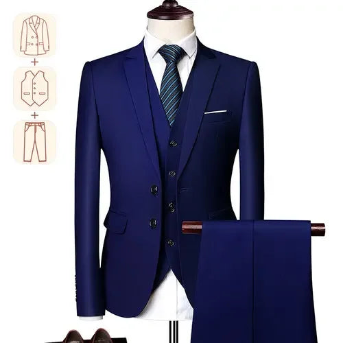 Executive Elegance Men's Business Casual Suit: 3 Piece Set