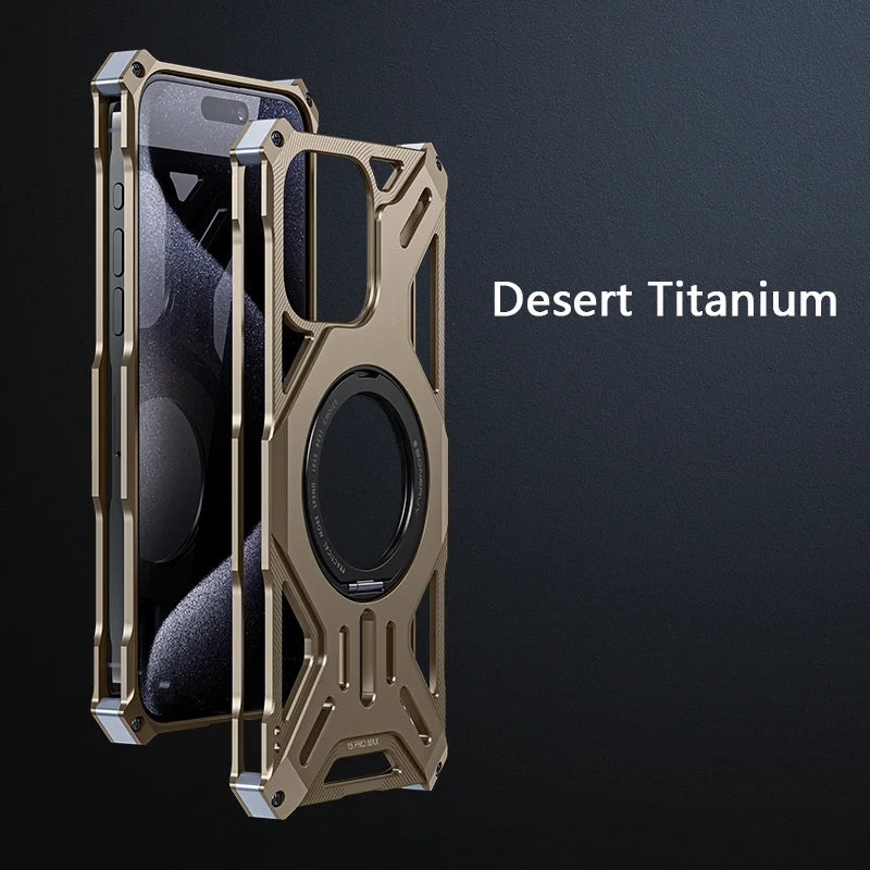 Magnetic Stand Metal Phone Case For Iphone 13 14 15 16 Pro Max Plus Hollow Luxury Aluminum Alloy Phone Cover For IPHON 16 Promax