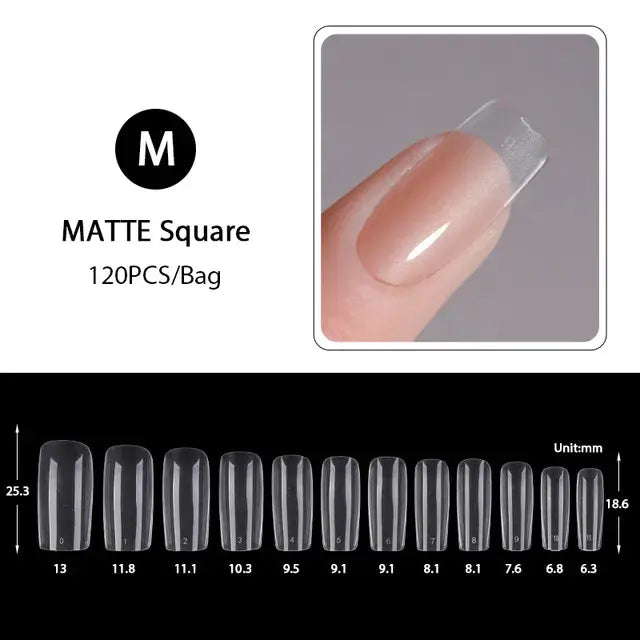 Press on Nails Coffin Soft Gel Tips Full Cover Fake Acrylic UV Gel Nails Extension System Oval Almond Sculpted False Nail Tips - MaJuah