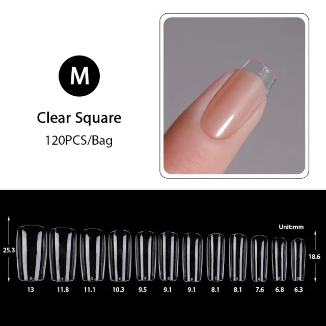 Press on Nails Coffin Soft Gel Tips Full Cover Fake Acrylic UV Gel Nails Extension System Oval Almond Sculpted False Nail Tips