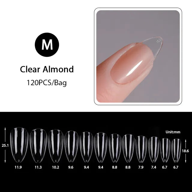 Press on Nails Coffin Soft Gel Tips Full Cover Fake Acrylic UV Gel Nails Extension System Oval Almond Sculpted False Nail Tips
