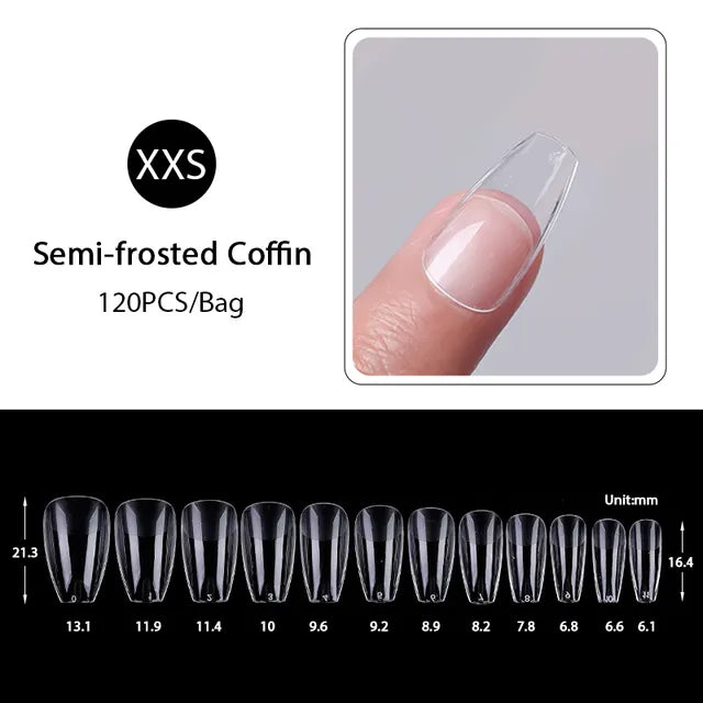 Press on Nails Coffin Soft Gel Tips Full Cover Fake Acrylic UV Gel Nails Extension System Oval Almond Sculpted False Nail Tips