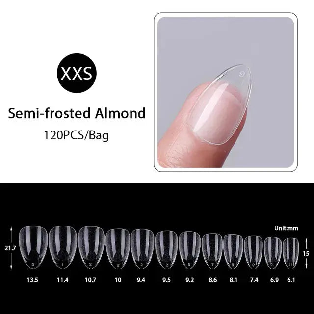 Press on Nails Coffin Soft Gel Tips Full Cover Fake Acrylic UV Gel Nails Extension System Oval Almond Sculpted False Nail Tips - MaJuah
