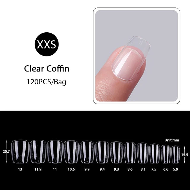 Press on Nails Coffin Soft Gel Tips Full Cover Fake Acrylic UV Gel Nails Extension System Oval Almond Sculpted False Nail Tips