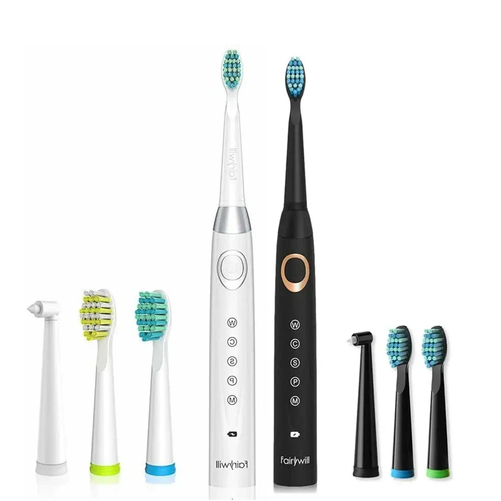 Fairywill Electric Sonic Toothbrush 5 Modes Replacement Heads Waterproof Travel Case Powerful Cleaning Soft Heads Toothbrush Set, Ships From - Russian Federation - MaJuah