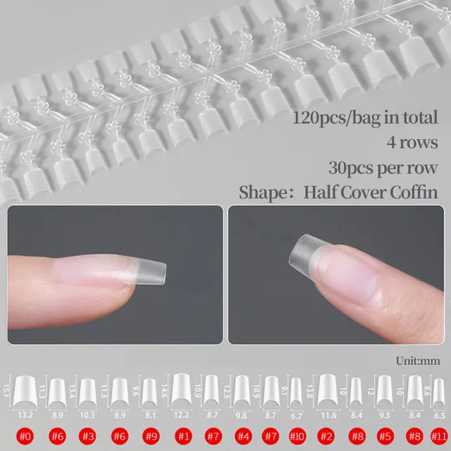 Press on Nails Coffin Soft Gel Tips Full Cover Fake Acrylic UV Gel Nails Extension System Oval Almond Sculpted False Nail Tips