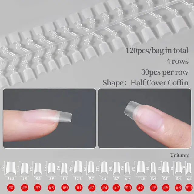 Press on Nails Coffin Soft Gel Tips Full Cover Fake Acrylic UV Gel Nails Extension System Oval Almond Sculpted False Nail Tips - MaJuah