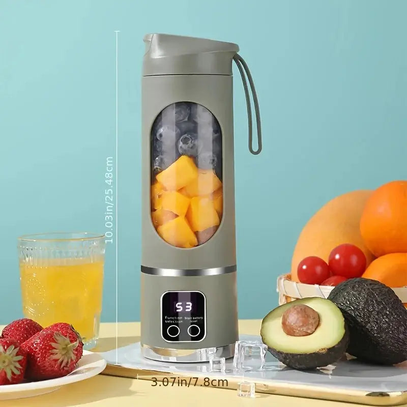 450ml Portable Juicer with LED Digital Display USB Charging Outdoor Juicing Cup Home Multifunctional 12-Blade Blender 1500mAh Super Star Appliance Store
