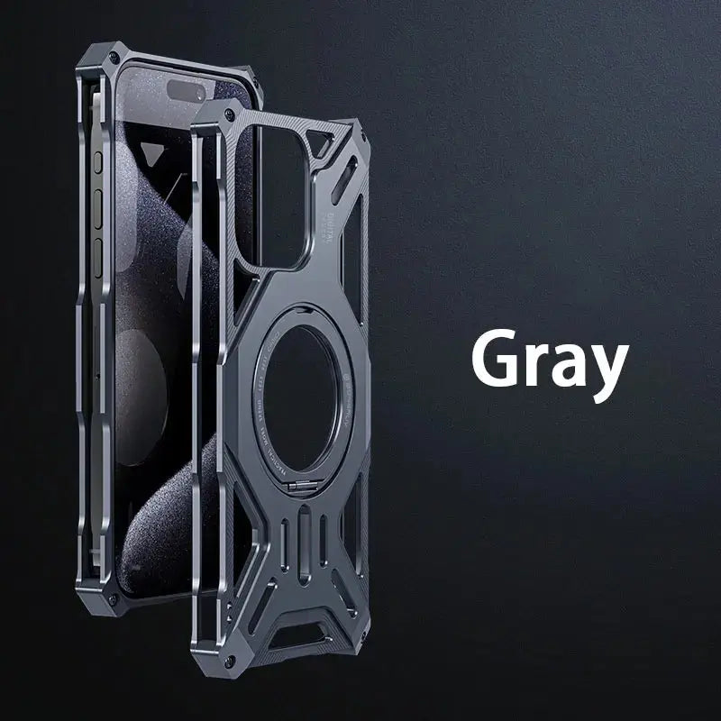 Magnetic Stand Metal Phone Case For Iphone 13 14 15 16 Pro Max Plus Hollow Luxury Aluminum Alloy Phone Cover For IPHON 16 Promax - MaJuah
