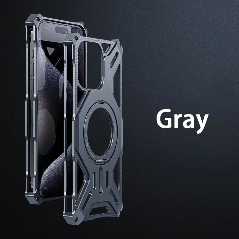 Magnetic Stand Metal Phone Case For Iphone 13 14 15 16 Pro Max Plus Hollow Luxury Aluminum Alloy Phone Cover For IPHON 16 Promax