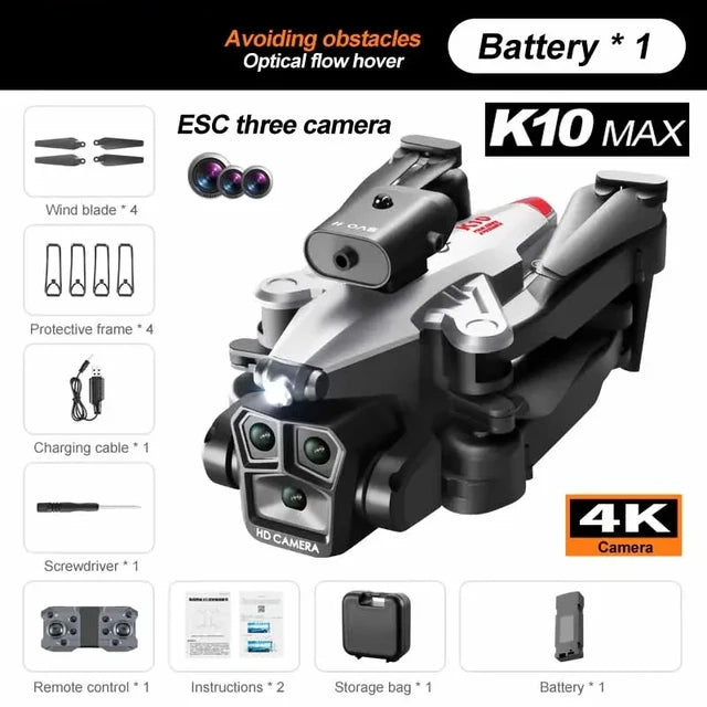 MIJIA K10Max Drone 8K Professinal Three Camera Wide Angle Optical Flow Localization Obstacle Avoidance RC Quadcopter