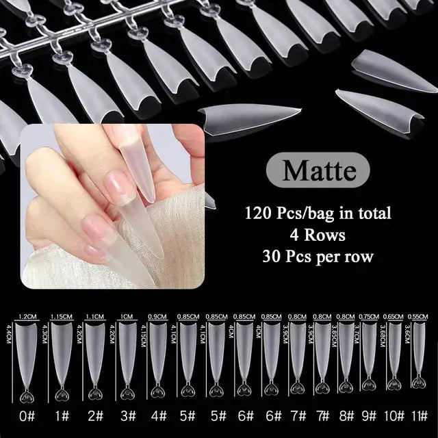 Press on Nails Coffin Soft Gel Tips Full Cover Fake Acrylic UV Gel Nails Extension System Oval Almond Sculpted False Nail Tips - MaJuah