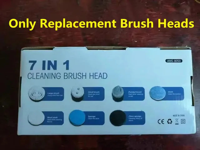 Electric Spin Scrubber Cleaning Turbo Scrub Brush with 7 Replacement Brush Heads Adjustable Handle Kitchen Bathroom Clean Tools