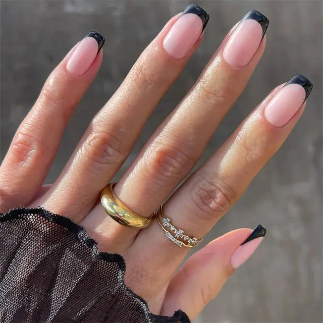 24Pcs Gradient Acrylic Fake Nails Art Long Ballet Wearing Nails Fake Press on Nail Tips Full Cover Removable French False Nails - MaJuah