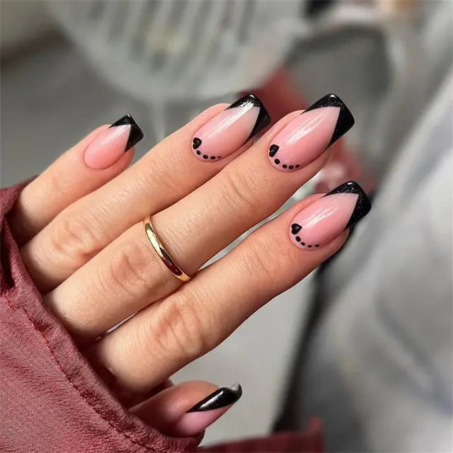 24Pcs Gradient Acrylic Fake Nails Art Long Ballet Wearing Nails Fake Press on Nail Tips Full Cover Removable French False Nails - MaJuah