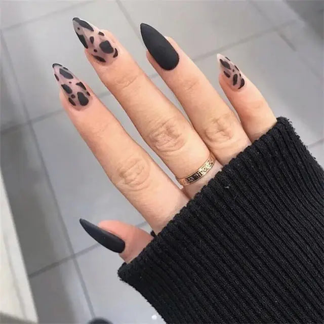 24Pcs Gradient Acrylic Fake Nails Art Long Ballet Wearing Nails Fake Press on Nail Tips Full Cover Removable French False Nails - MaJuah