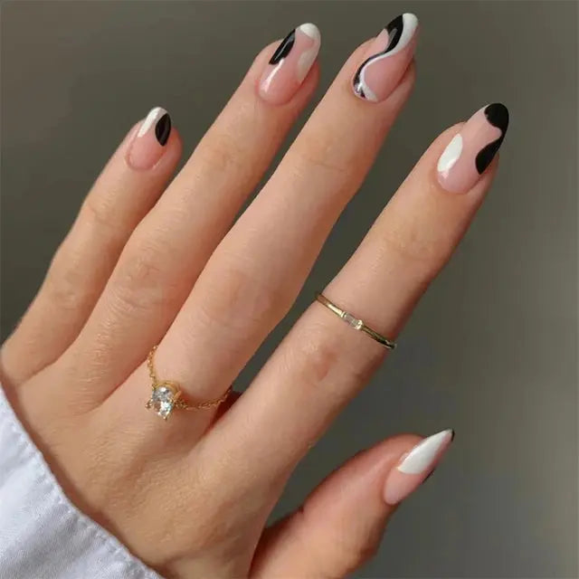 24Pcs Gradient Acrylic Fake Nails Art Long Ballet Wearing Nails Fake Press on Nail Tips Full Cover Removable French False Nails - MaJuah