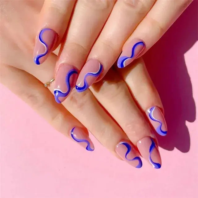 24Pcs/Set Acrylic Long Ballet Press on Nail Tips Coffin Wearing Reusable False Nails Art Colorful Glossy Fake Nails Artificial - MaJuah