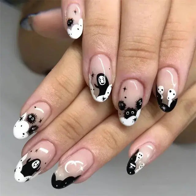 24Pcs/Set Acrylic Long Ballet Press on Nail Tips Coffin Wearing Reusable False Nails Art Colorful Glossy Fake Nails Artificial - MaJuah