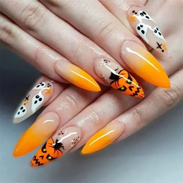 24Pcs/Set Acrylic Long Ballet Press on Nail Tips Coffin Wearing Reusable False Nails Art Colorful Glossy Fake Nails Artificial - MaJuah