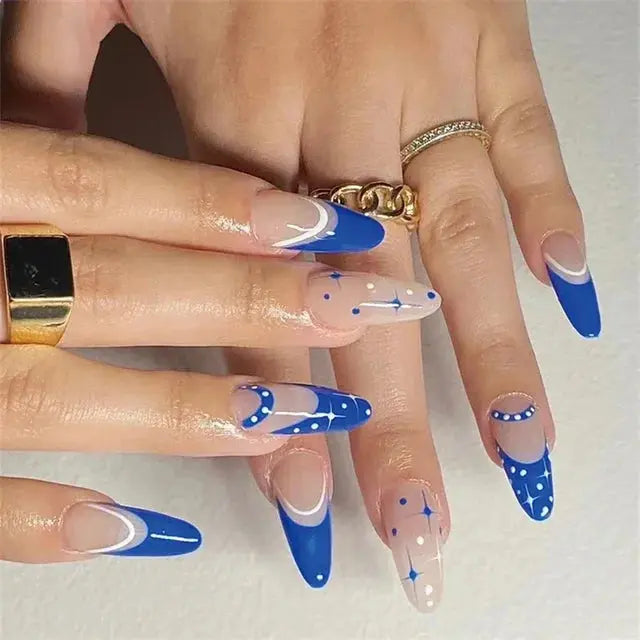 24Pcs/Set Acrylic Long Ballet Press on Nail Tips Coffin Wearing Reusable False Nails Art Colorful Glossy Fake Nails Artificial - MaJuah