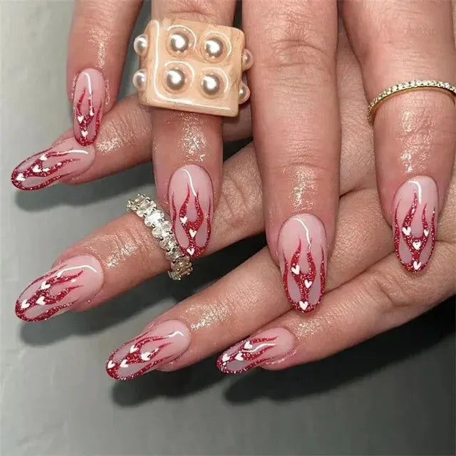 24Pcs/Set Acrylic Long Ballet Press on Nail Tips Coffin Wearing Reusable False Nails Art Colorful Glossy Fake Nails Artificial - MaJuah