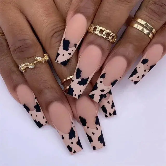 24Pcs/Set Acrylic Long Ballet Press on Nail Tips Coffin Wearing Reusable False Nails Art Colorful Glossy Fake Nails Artificial - MaJuah