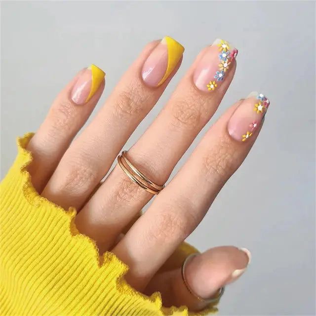 24Pcs Gradient Acrylic Fake Nails Art Long Ballet Wearing Nails Fake Press on Nail Tips Full Cover Removable French False Nails - MaJuah