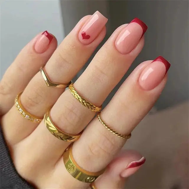 24Pcs Gradient Acrylic Fake Nails Art Long Ballet Wearing Nails Fake Press on Nail Tips Full Cover Removable French False Nails - MaJuah