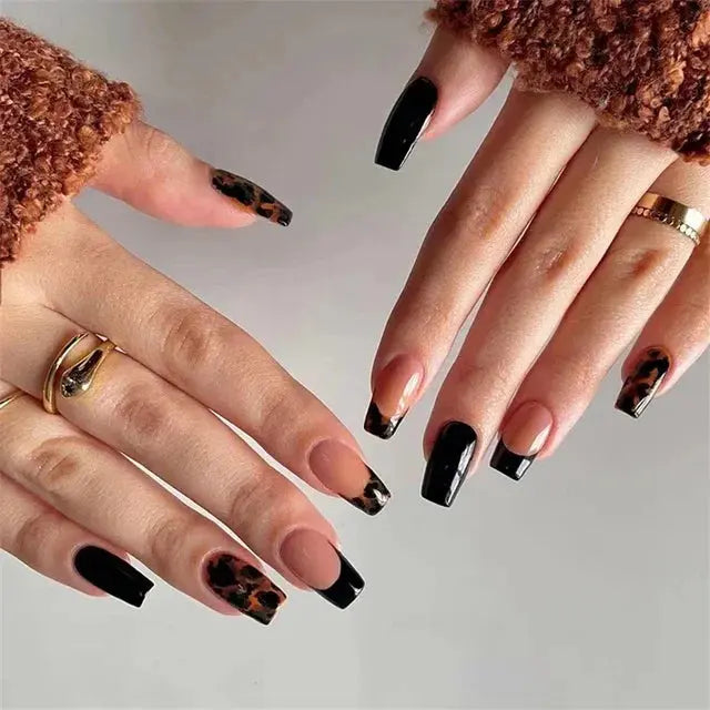 24Pcs/Set Acrylic Long Ballet Press on Nail Tips Coffin Wearing Reusable False Nails Art Colorful Glossy Fake Nails Artificial - MaJuah