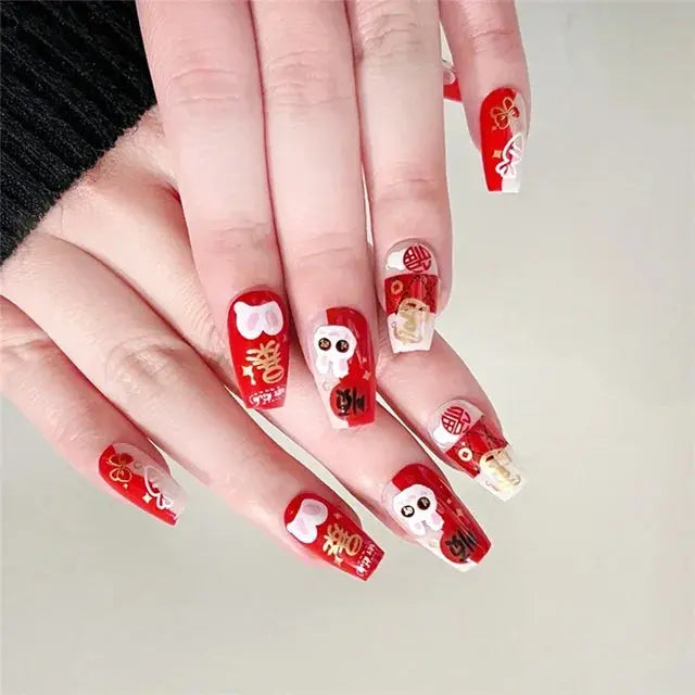 24Pcs/Set Acrylic Long Ballet Press on Nail Tips Coffin Wearing Reusable False Nails Art Colorful Glossy Fake Nails Artificial - MaJuah