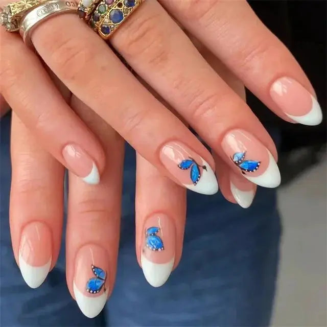 24Pcs/Set Acrylic Long Ballet Press on Nail Tips Coffin Wearing Reusable False Nails Art Colorful Glossy Fake Nails Artificial - MaJuah