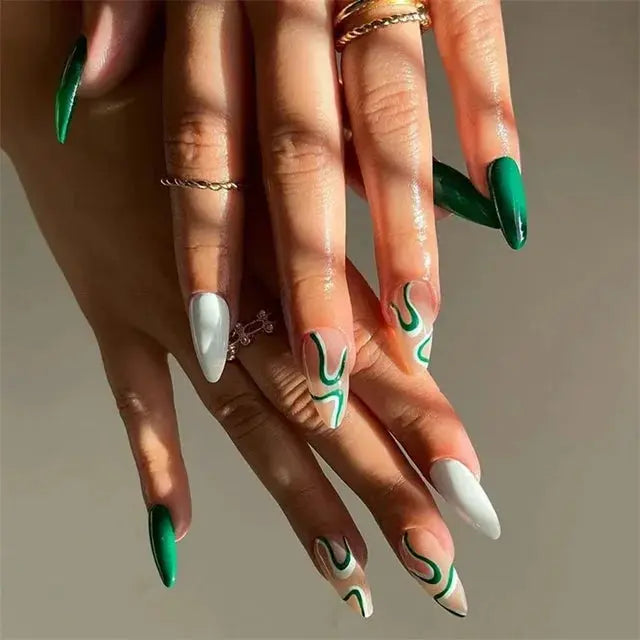 24Pcs/Set Acrylic Long Ballet Press on Nail Tips Coffin Wearing Reusable False Nails Art Colorful Glossy Fake Nails Artificial - MaJuah