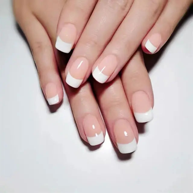 24Pcs Gradient Acrylic Fake Nails Art Long Ballet Wearing Nails Fake Press on Nail Tips Full Cover Removable French False Nails - MaJuah