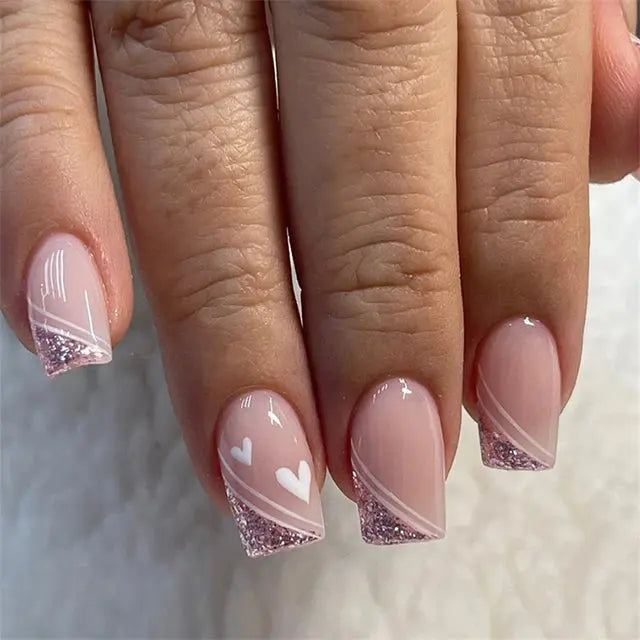 24Pcs Gradient Acrylic Fake Nails Art Long Ballet Wearing Nails Fake Press on Nail Tips Full Cover Removable French False Nails - MaJuah