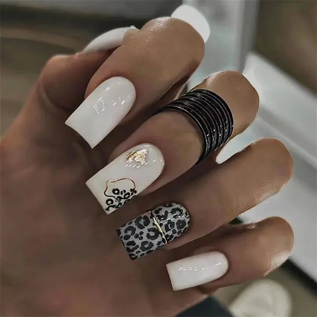 24Pcs Gradient Acrylic Fake Nails Art Long Ballet Wearing Nails Fake Press on Nail Tips Full Cover Removable French False Nails - MaJuah