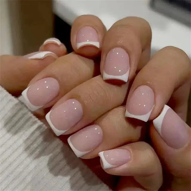 24Pcs Gradient Acrylic Fake Nails Art Long Ballet Wearing Nails Fake Press on Nail Tips Full Cover Removable French False Nails - MaJuah