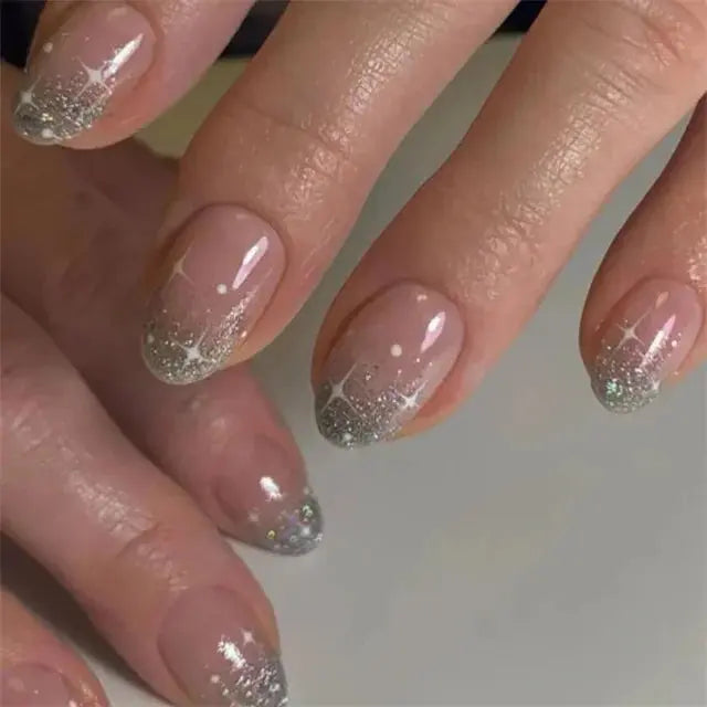 24Pcs/Set Acrylic Long Ballet Press on Nail Tips Coffin Wearing Reusable False Nails Art Colorful Glossy Fake Nails Artificial - MaJuah