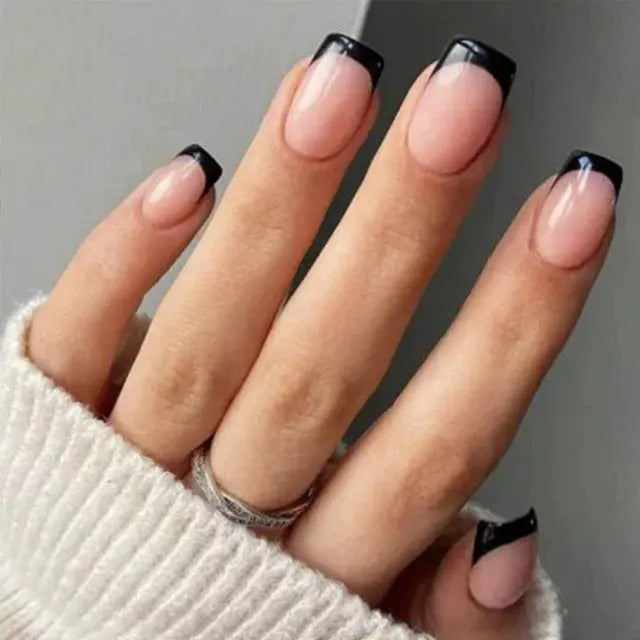 24Pcs Gradient Acrylic Fake Nails Art Long Ballet Wearing Nails Fake Press on Nail Tips Full Cover Removable French False Nails - MaJuah