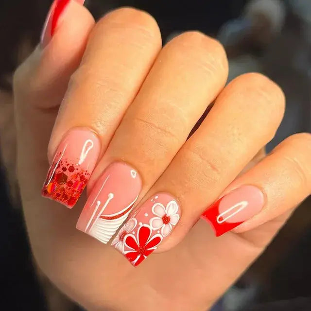 24Pcs Gradient Acrylic Fake Nails Art Long Ballet Wearing Nails Fake Press on Nail Tips Full Cover Removable French False Nails - MaJuah